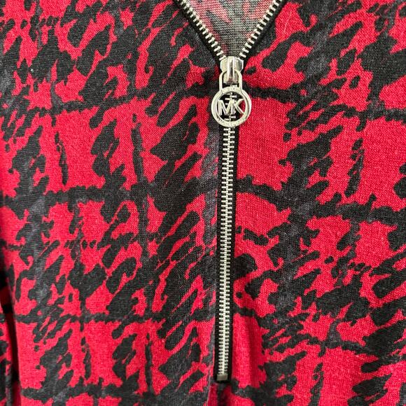 Michael Michael Kors Red and Black Sweater Dress Half Zip Closure Knee Length L - Picture 3 of 8
